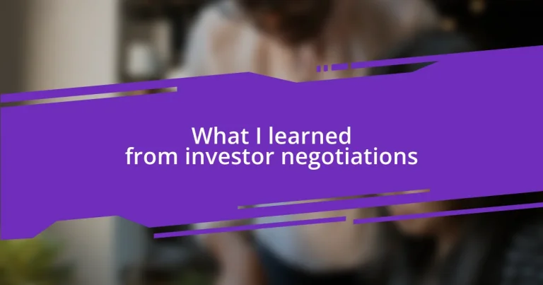 What I learned from investor negotiations